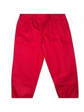 Halara Women's Red pleated cotton pant jogger nautical preppy Sz Small office